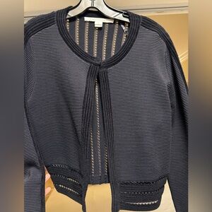 Diane von Furstenburg sweater jacket with-elvet trim